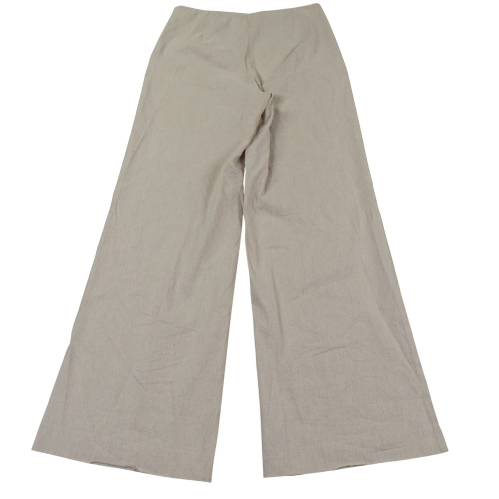 Theory Simonne Crunch Wide Leg Pants Size 00 Oatmeal Linen Blend Wide Leg Pants - Picture 2 of 10